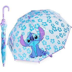 Disney Ombrello Pioggia a Cupola - Stitch Frozen Trasparente per Bambina, Antivento Anti UV Stitch Gadget & Frozen Originali (Multicolore )