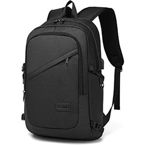 KONO Zaino Uomo Porta PC da 15.6 Pollici per Laptop con USB, Zaino da Viaggio Antifurto per Lavoro, Scuola, Aereo, Viaggio Outdoor (Nero)