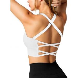 Crewhpo Reggiseno Sportivo Donna Push Up Reggiseni Senza Ferretto Imbottito Reggiseno da Abbigliamento Palestra Bralette Cinghie Incrociate Top per Yoga Jogging Gym S-XL