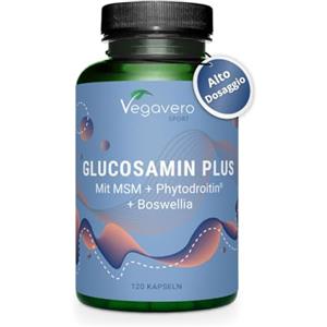 Vegavero Glucosamina Condroitina Vegan | con MSM e Boswellia | Integratore per Articolazioni e Cartilagine | 1.000 mg di Glucosamine Solfato | Cruelty Free e Certificato in Laboratorio | Vegavero®