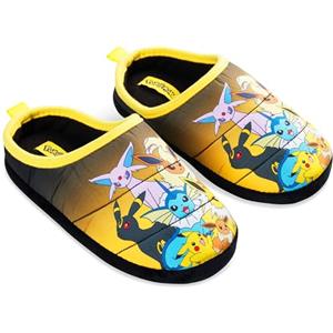 Pokemon Pantofole Uomo, Comode Slip-On Ciabatte da Casa con Suola Antiscivolo (Nero/Multicolore, 47EU)