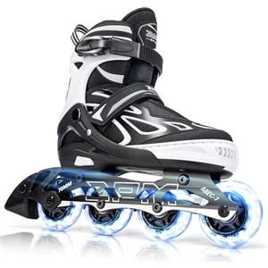 2PM SPORTS Brice Pattini in Linea Regolabili, Ruote Illumina LED, Divertente Inline Skates per Bambina e Bambino e Bambini