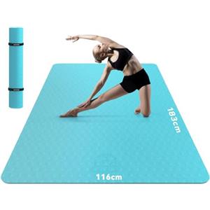 HAPBEAR Tappetino Yoga Grande, 183x122cm×6mm, Antiscivolo Professionale con Superficie Testurizzata per Yoga, Ginnastica, Allenamento, Pilates-Blu