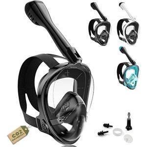 Wenisuow Maschera Snorkeling Integrale Maschera Subacquea Adulti Professionale Maschera Anti Appannamento Maschera da Sub con Staffa per Fotocamera Maschere Snorkeling Banda (Nero, S/M)