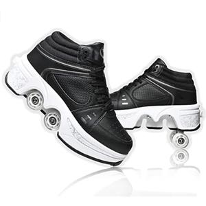 LDRFSE Scarpe con ruote pattini luminosi a LED pattini a rotelle regolabili a 4 ruote nascoste per scarpe sportive da corsa con cui giocare per uomini donne e bambini