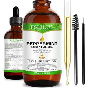 FSLHCY Menta Piperita Olio Essenziale, 120ml Olio Di Menta Piperita 100% Puro E Naturale Per Capelli, Diffusori, Umidificatori, Massaggi