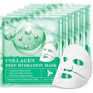 KLLALO Biologico collagene Real Deep Mask - Maschera organica per collagene, idratante, maschera per il viso, maschera anti-ageing collagene, maschera per il viso, maschera per il collagene, maschera per il