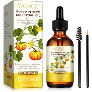 FSLHCY Olio di Semi di Zucca per Capelli e Viso, 60ML Pumpkin Seed Oil Per Capelli Stimola la Crescita e Nutre il Cuoio Capelluto, Idratante Nutriente per Antirughe Antietà