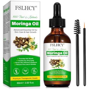 FSLHCY Moringa Oil 60ml Olio di Moringa per Capelli, Cura Della Pelle, Nutre Il Cuoio Capelluto, Stimola La Crescita Dei Capelli, Antiage, Nutre e Ripara la Pelle