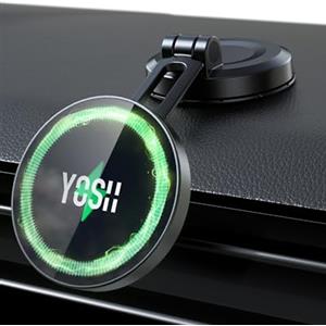 YOSH Caricatore Wireless Auto per Magsafe [15W Ricarica Veloce] Supporto Telefono Auto Magnetico per Cruscotto [Lega Pieghevole], Ricarica Wireless per iPhone 16/15/14/13/12 & custodia Mag-Safe