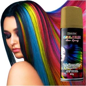 KreativeKraft Spray Colore Temporaneo per Capelli, Bomboletta Lacca Colorata per Capelli, 200ml (Oro)