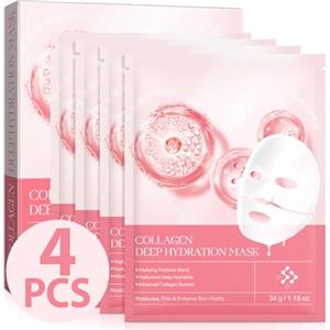 XINSZLIN Collagen Night Wrapping Mask, Maschera Viso Peel Off al Collagene Biologico, per Idratare, Bellezza Skincare Maschera Coreana per Idratare, Levigare e Rassodare la Pelle Durante la Notte (Rosa-4PCS)