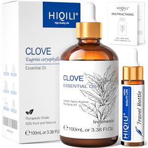 HIQILI 100ML Olio di Chiodi di Garofano per Denti e Gengive, Dolori ai Denti, Spray, Aromaterapia, 100% Naturale Puro
