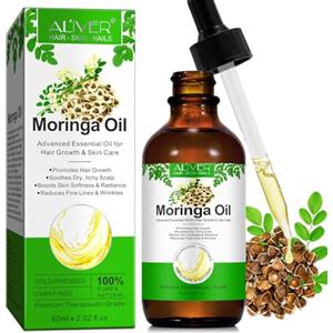 FSLHCY Olio Moringa 60 ml, olio di moringa spremuto a freddo per viso, capelli, idratazione, massaggio, naturale, riduce le linee sottili e anti-invecchiamento