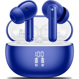 Aoslen Cuffie Bluetooth, Auricolari Bluetooth Sport 5.4 con 4 HD Mic 42H Autonomia Mini Cuffiette Wireless HiFi Stereo ENC Cancellazione Rumore LED Display IP7 Impermeabili Touch Control,for iOS Android,Blu