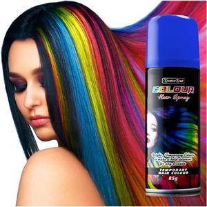KreativeKraft Spray Colore Temporaneo per Capelli, Bomboletta Lacca Colorata per Capelli, 200ml (Blu)