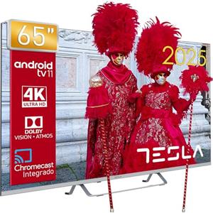 TESLA Smart TV 65 pollici 4K Ultra Hd Android 11 HEVC Main 10 tv app preistallate con netflix -Prime video,YouTube HDR10, Bluetooth, Wi-Fi Dubai band Hdmi