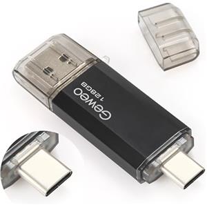 Geweo Chiavetta USB Tipo C 128 GB, 2 in 1 Type C Pennetta 128 giga USB C Pen Drive 128GB USB C Flash Drive 128GB per PC/New MacBook/Tablet/Smartphone Huawei, Samsung, Xiaomi (Nero)