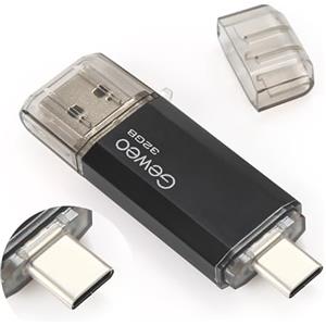 Geweo Chiavetta USB Tipo C 32 GB, 2 in 1 Type C Pennetta 32 giga USB C Pen Drive 32GB USB C Flash Drive 32GB per PC/New MacBook/Tablet/Smartphone Huawei, Samsung, Xiaomi (Nero)