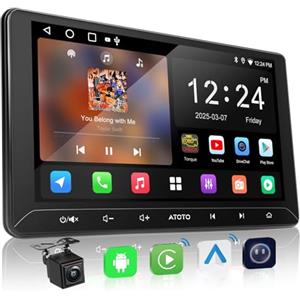 ATOTO A5L Autoradio 2 Din Android 2G+32G, 10 pollici Touchscreen GPS per auto, Tethering di WiFi/BT/USB, CarPlay Wireless e Android Auto Senza fili, Telecamera di backup,MirrorLink, DSP, FM/RDS/TF