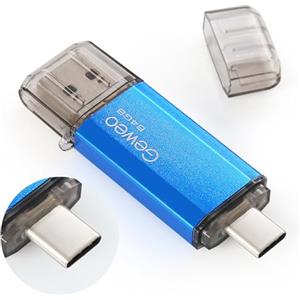 Geweo Chiavetta USB Tipo C 64 GB, 2 in 1 Type C Pennetta 64 giga USB C Pen Drive 64GB USB C Flash Drive 64GB per PC/New MacBook/Tablet/Smartphone Huawei, Samsung, Xiaomi (Blu)