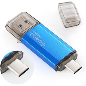 Geweo Chiavetta USB Tipo C 32 GB, 2 in 1 Type C Pennetta 32 giga USB C Pen Drive 32GB USB C Flash Drive 32GB per PC/New MacBook/Tablet/Smartphone Huawei, Samsung, Xiaomi,(Blu)