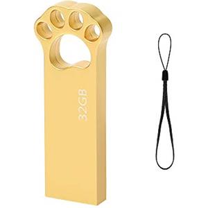Geweo Chiavetta USB 32 GB, Carino Cartoon Cat Paw Penna USB 32GB Pendrive USB 2.0 Flash Drive 32giga Memoria Esterna PC per pc, portatile, Laptop, Dispositivi Con Porta USB (Oro)