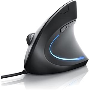 CSL-Computer CSL - Mouse Verticale USB per Windows Linux e Mac, 6 Tasti, 3 Velocitá del puntatore selezionabili con Pulsante, 1000 a 1600dpi, Ottico Liscio al Tatto Mouse per Tunnel Carpale - Windows 8 8.1 10 11