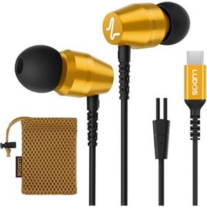 LUDOS OMNITONE Cuffie USB C, Garanzia 5 Anni, Auricolari USB C In-Ear per iPhone 16 15 Pro Max Plus iPad, Cuffie Type C con Microfono per Samsung Galaxy S24 S23 Ultra S22 S21 FE S20 A53 A54 - Oro