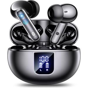 EUQQ Cuffie Bluetooth 5.4, Cuffie Wireless con 4 ANC Cancellazione Rumore Mic, 36 Ore di Riproduzione In Ear Cuffiette, Cuffie Senza Filo HiFi Stereo IP7 Impermeabili per iOS & Android, Nero(2025)