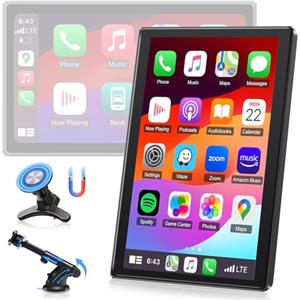 Jansite 2025 Orizzontale/Verticale Carplay Auto Schermo Android Auto, 7 Pollici Carplay Android Auto Wireless con Aggiornamento OTA Supporto Magnetico Autoradio Bluetooth con Navigazione GPS Superlink