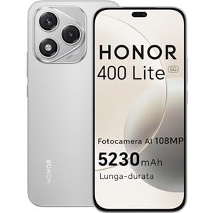 HONOR 400 Lite 5G Smartphone,8GB RAM 256GB Memoria Dual SIM NFC, 5230 mAh,108MP con pulsante AI telefono Android 15, 6.7 pollici AMOLED Eye-Care Display, IP65&SGS, Velvet Grey [Versione italiana]