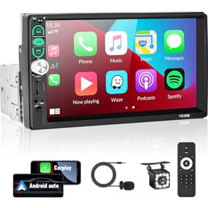 SIXWIN 1 Din CarPlay Android Auto Autoradio con 7 Pollici Schermo, Stereo Auto Bluetooth Chiamate in Vivavoce con Touch Screen FM USB AUX TF Controllo del Volante Mirror Link+Microfono+Retrocamera