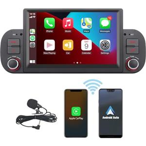 HLLECARMO Car Radio wireless Carplay e Android Auto per Fiat Panda 2013-2020, Mirror Link Bluetooth 5.0 con touchscreen da 7 pollici RDS AM/FM USB DSP ad alta potenza Subw EQ SWC