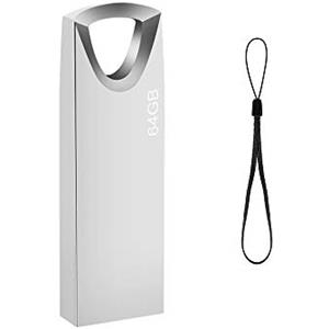 Geweo Chiavetta USB 64 GB, Mini Penna USB 64 Giga Impermeabile USB Key 64 GB Pen Drive 64gb Memoria Esterna PC per PC, Laptop, Ecc (Argento)