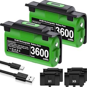 HELLCOOL Batteria per Xbox Controller,2x3600mWh Batteria Ricaricabile con Indicatore LED/4 Copribatterie/Tipo-C,Kit Gioca e Carica per Xbox One/S/X/Elite,Xbox Series S/X Controller
