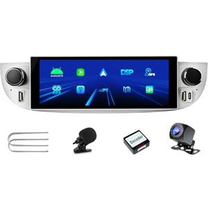 ANKEWAY Autoradio per Fiat 500 (2007-2015) con Android Auto e CarPlay Wireless, RDS Car Radio Android 13 Stereo[2G+32G] con Telecamera Retromarcia/Mic/Canbus BOX/Porta USB/Installazione App