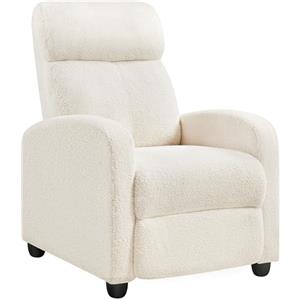Yaheetech Poltrona Relax Reclinabile Regolabile Divano Monoposto con Poggiapiedi da Soggiorno Camera da Letto 61,5 × 87 × 99 cm Avorio/Tessuto Bouclé