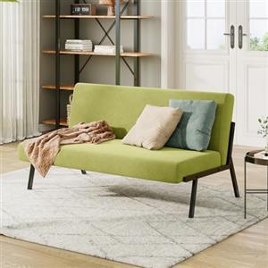 Dripex Divano a 2 posti, in tessuto, moderno, con telaio in metallo, divano lounge con schienale, divano doppio per soggiorno, camera da letto, portata 150 kg, 112 x 75 x 68 cm, verde