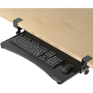 suptek Vassoio per Tastiera sotto la Scrivania Estraibile con Morsetto a C Vassoio per Mouse del Computer 650 x 300 mm Cassetto per Computer con Piattaforma Estraibile per Digitazione, Nero, DSF1