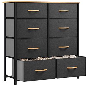 YITAHOME Cassettiera in tessuto, armadietto con 8 cassetti, Cassettiera per Corridoio in Tessuto, con vano contenitore in tessuto per soggiorno, camera da letto, cameretta dei bambini, grigio profondo