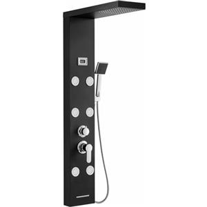 Auralum Colonna Doccia, Auralum Pannello Doccia Idromassaggio con Miscelatore 4 Funzioni, Colonna Doccia Nero con Display LCD, 304 Acciaio Inox per Bagno