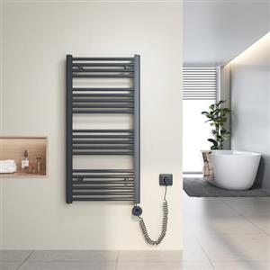 Heilmetz Scaldasalviette elettrico antracite 100x50 cm,Radiatore elettrico con termostato digitale e funzione Timer per asciugamani,Asciugatore elettrico per asciugamani,500 W
