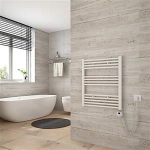 Heilmetz Scaldasalviette elettrico bianco 70x50 cm,Radiatore elettrico con termostato digitale e funzione Timer per asciugamani,Asciugatore elettrico per asciugamani,300 W