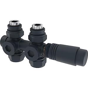 Heilmetz Valvola Termostatica Multiblock per Radiatore con Attacco Centrale, Adatta a Valvole Diritte e a Gomito, Tubo da 16mm, Filettatura G1/2, Colore Antracite
