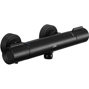 Auralum Miscelatore Doccia Nero, 38 ℃ Miscelatore Termostatico Doccia Con Protezione Anti-Scottatura, Pulsante Di Sicurezza, Nucleo Valvola Rimovibile, Per Bagno, Vasca Da Ba