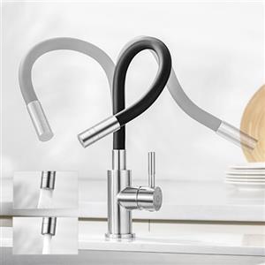CECIPA Miscelatore Cucina Nero con 2 Modalità Di Getto, Rubinetto Lavello Cucina Flessibile, Rubinetto Cucina Nero, Rubinetti Cucina Girevole 360°, Rubinetto da cucina per acqua calda e fredda