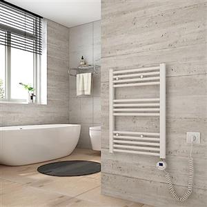 Heilmetz Scaldasalviette elettrico bianco 70x60 cm,Radiatore elettrico con termostato digitale e funzione Timer per asciugamani,Asciugatore elettrico per asciugamani,300 W