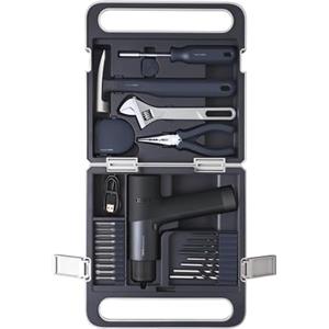 HOTO Set Attrezzi Completo con Trapano Elettrico 12V, Avvitatore a Batteria Brushless 30 Nm con Display LED, Trapano a Batteria Potente e Pratico, Ideale per Fai da Te e Riparazioni Domestiche