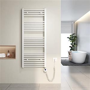 Heilmetz Scaldasalviette elettrico bianco 120x50 cm,Radiatore elettrico con termostato digitale e funzione Timer per asciugamani,Asciugatore elettrico per asciugamani,500 W